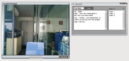Realtime chat and live video streaming interface